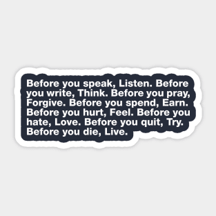 Before you die, Live. Sticker